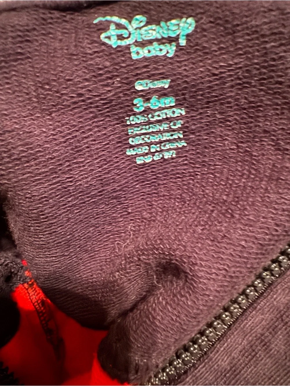 Kids Red & Black Mickey Hoodie Jacket Size 3 6 Months Disney Baby C5
